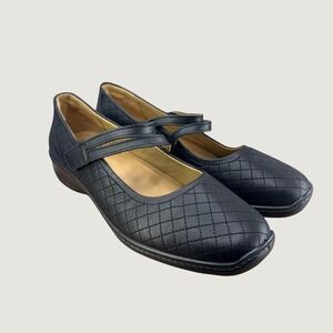 Hotter Opal Mary Jane Shoes Womens 9 Black Quilted Leather Comfort Walking Flats